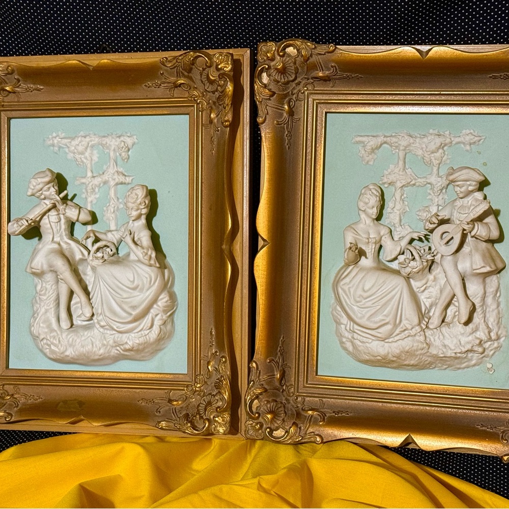 Dresden Meissen Framed Porcelain Art